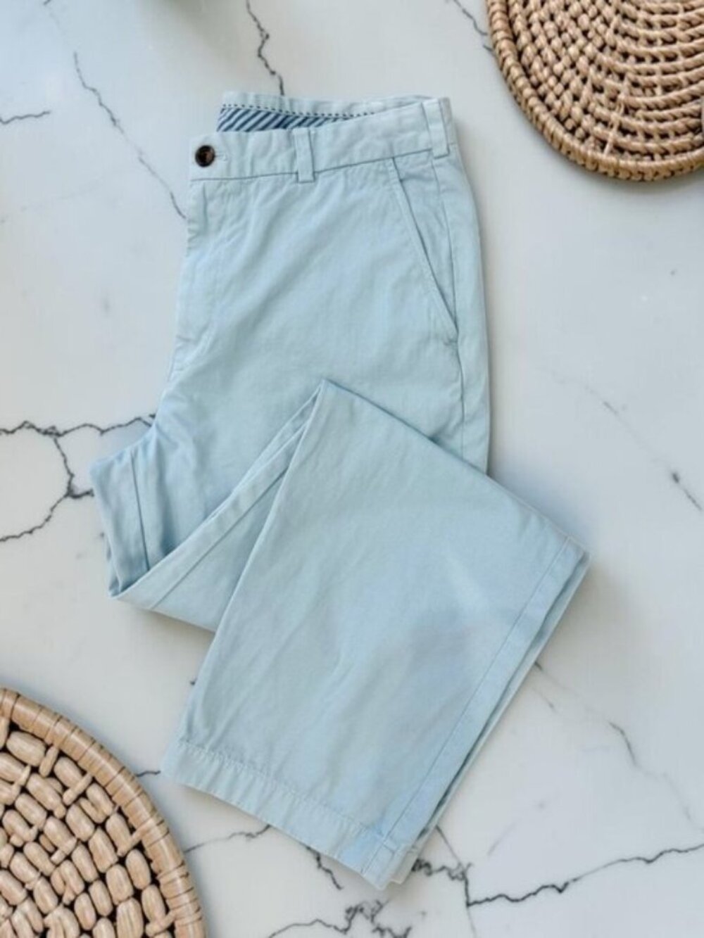 Brooks Brothers Men's Clark Fit Light Blue Chino Pants Size 35/30 100% Cotton